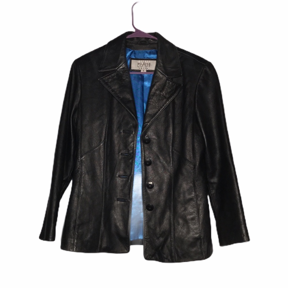 Wilsons Leather Black Leather Jacket- Size Small